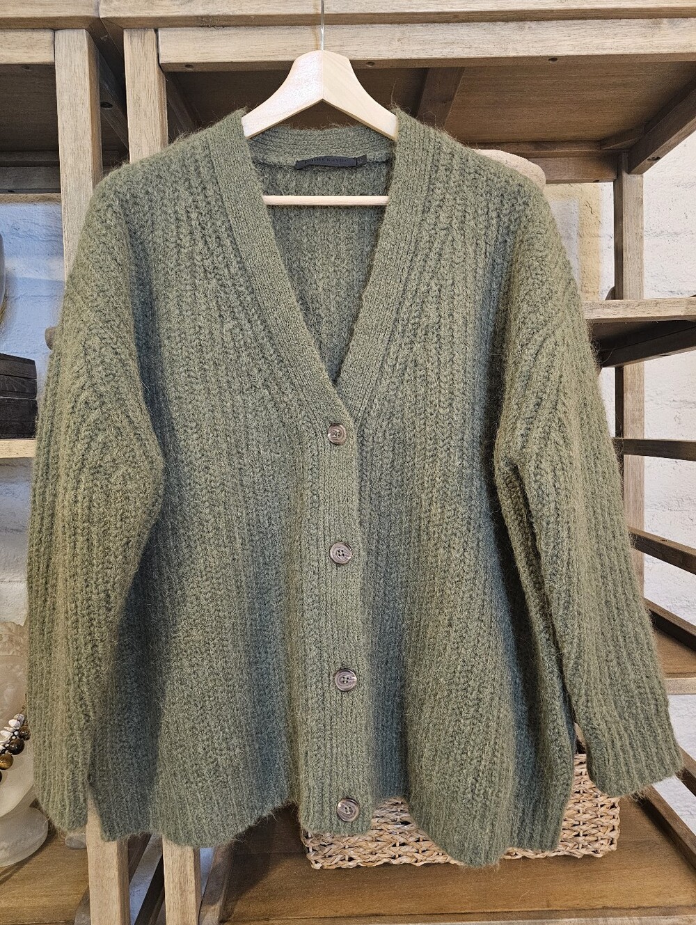 Jenni Kayne Cocoon Cardigan | Olive Green | L | Alpaca Wool Blend - Picture 5 of 11